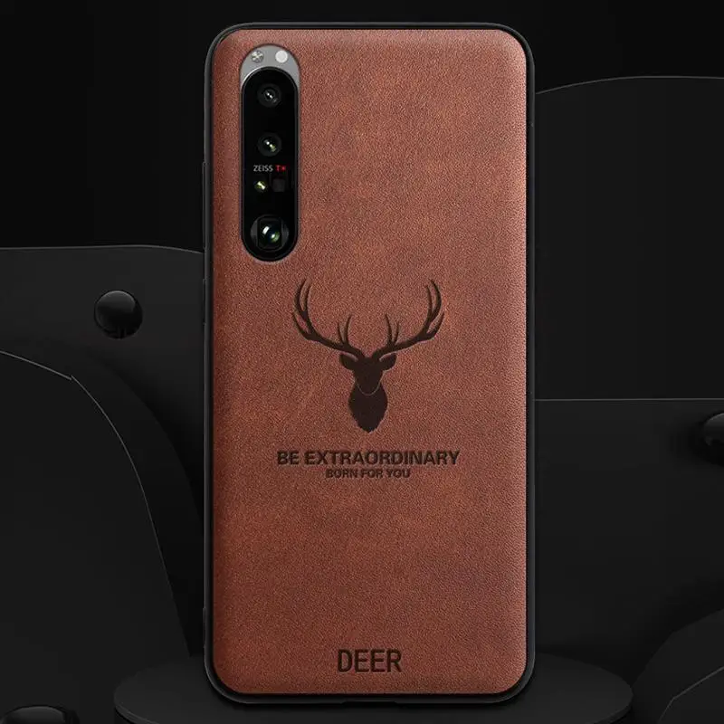 

Fundas For Sony Xperia 1 III Leather Phone Case For Sony Xperia 5 II Elk Deer Head Cover For Xperia 1 III Lens Protective Cover