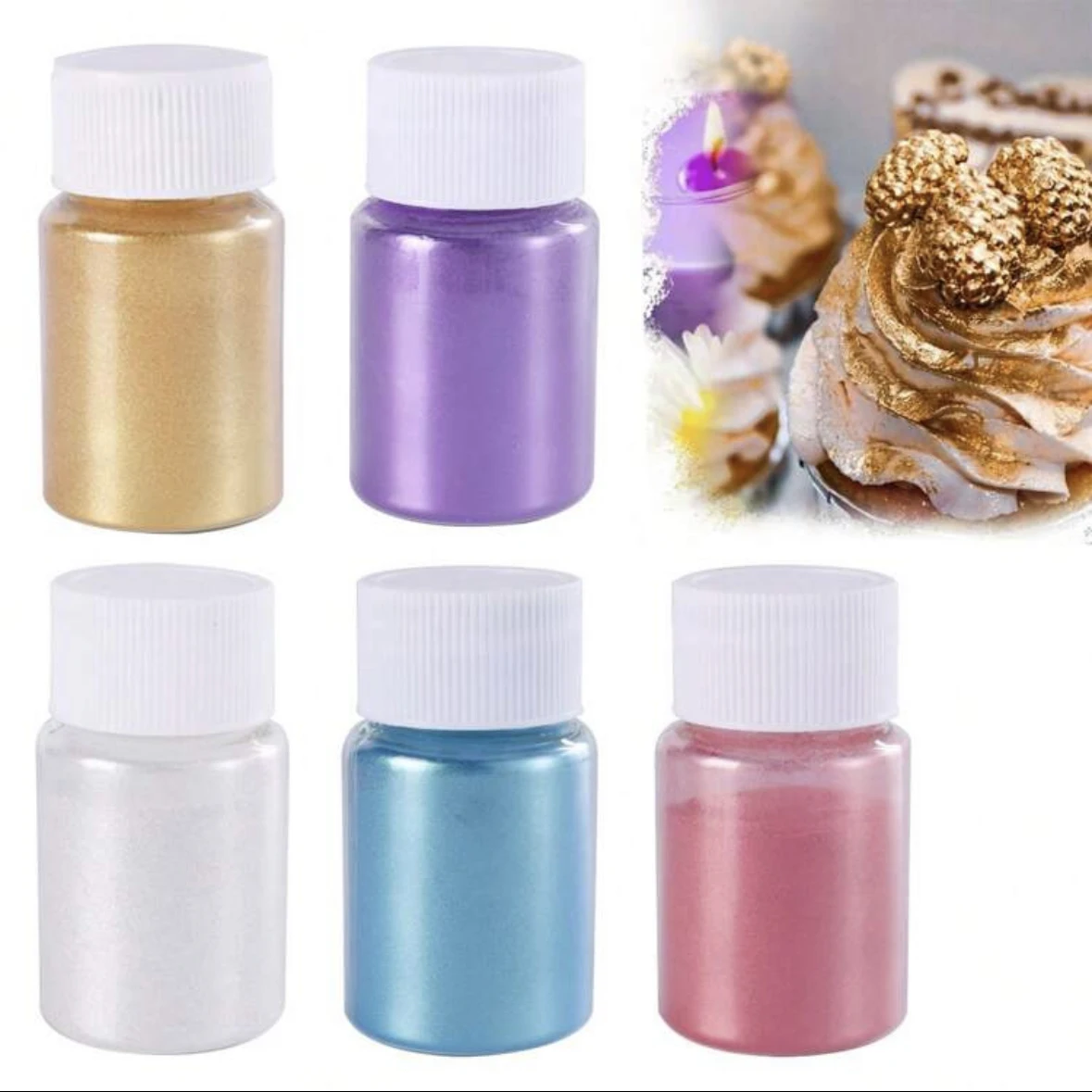 15g Glitter Dyeing Powder Mousse Cake Topper，for Birthday Party DIY Dessert Baking Color Powder Cake Decoration Not Edible