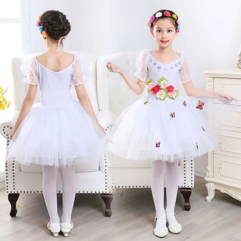 Kindergarten dance costumes Children's female fluffy white