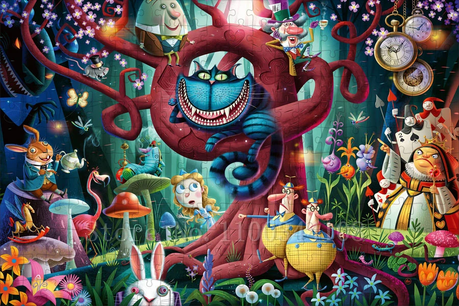 Disney Cheshire Cat puzzle dla dzieci 1000 sztuk alicja w krainie czarów puzzle dla dzieci zabawki interaktywne dla rodziców i dzieci