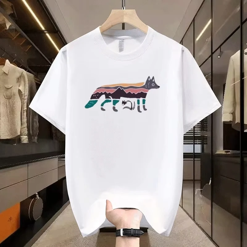 

2025 New Summer Pure Cotton Men Women's Short Sleeve T-Shirt Round Neck Printed Sports Top Casual Half Sleeve Unisex Streetwear