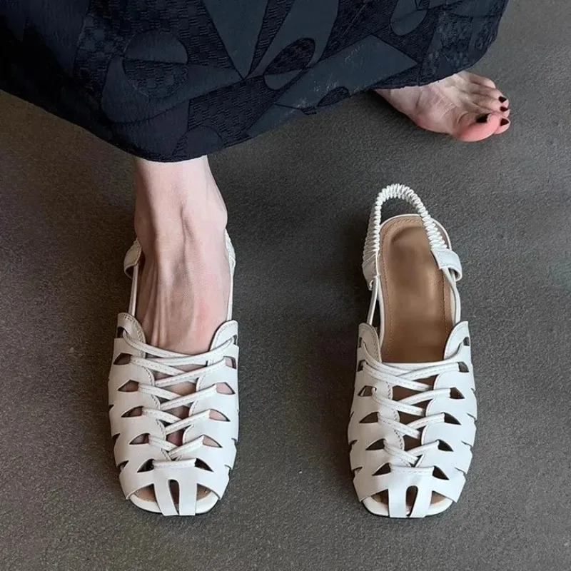 

Summer New Women Shoes Retro Hollow Out Roman Sandals for Woman Fashion Baotou Casual Shoe Luxury Designer Shoes Sandalias Mujer
