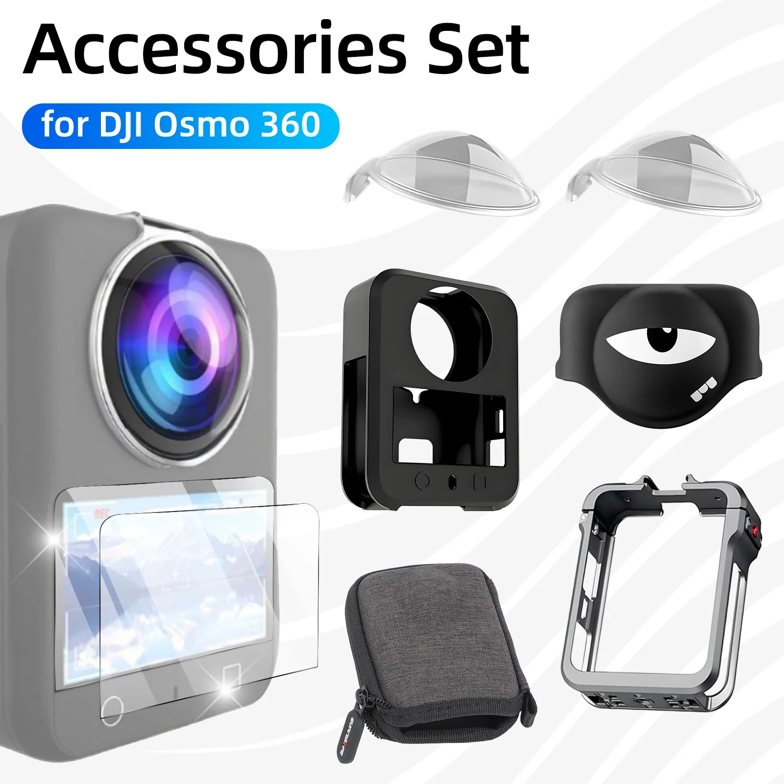 

Accessories Set for DJI Osmo 360 Lens Guard Screen Protector Storage Bag Silicone Case Lens Cap Protective Frame Adapter Base