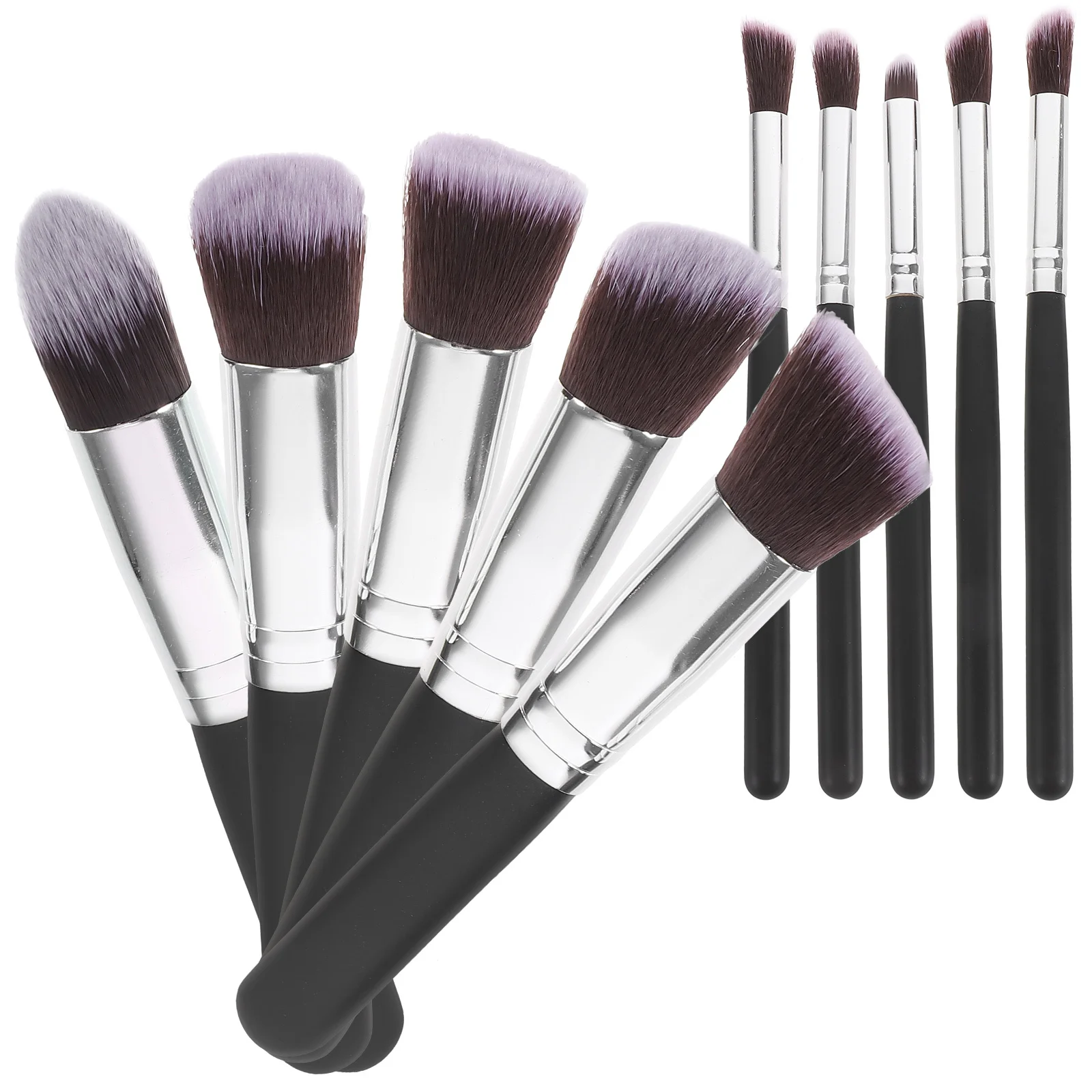 Juego de brochas de maquillaje, 10 Uds., brochas profesionales de fibra sintética de primera calidad, mango atrevido, base facial, mezcla, colorete, delineador de ojos