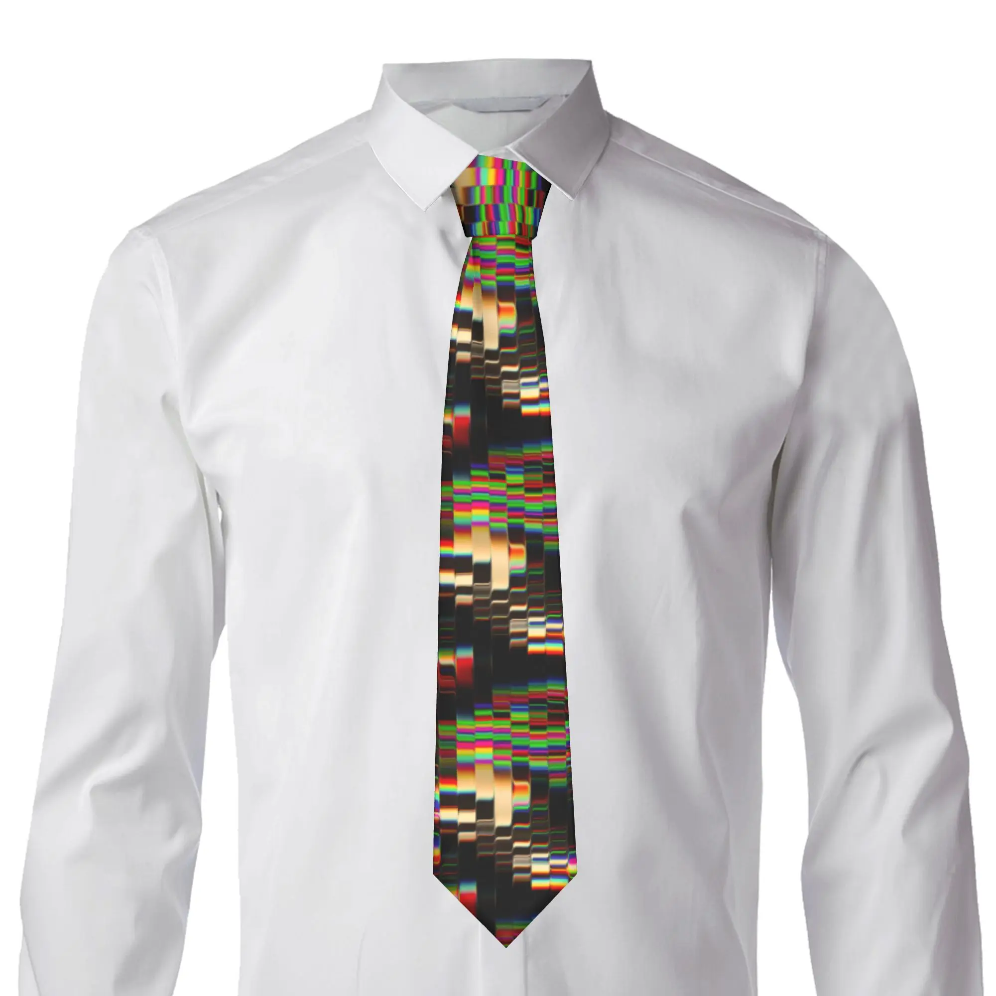 Custom Vibrant  Abstract Geometric Texture Necktie Men  Cravat For Father's Day