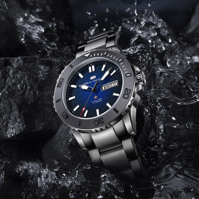 NEW Seagull Men\'s Watch Sapphire Crystal Luminous Mechanical Wristwatch 200M Diving Watches Man Clock relogio masculino 1047