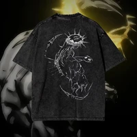 Camiseta Vintage de algodón lavada de Jesús para hombre, ropa de calle Harajuku de verano, camisetas para hombre y mujer, ropa versátil y antigua