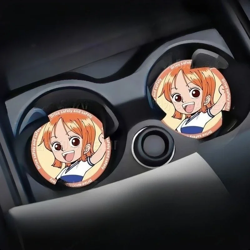 One Piece Roronoa Zoro Monkey · D · Luffy Anime Cartoon Cute Car Water Cup Mat Car Storage Slot Anti-Slip Heat Insulation Mat view 5