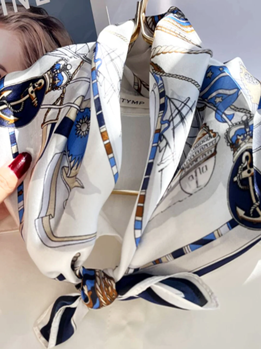 mauf-シルクスカーフ-レディース-春秋-マルベリーシルク-スクエアスカーフ-ショール-65x65cm-装飾幾何学模様-韓国風