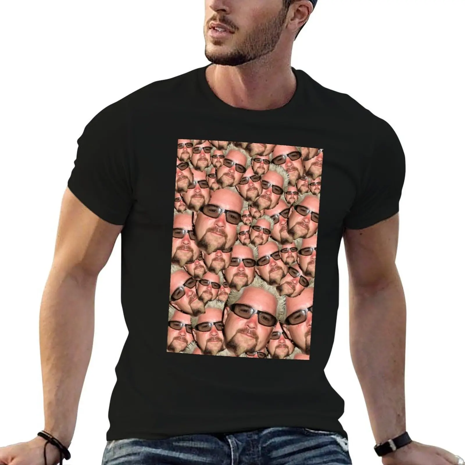 تي شيرت Guy Fieri Face تي شيرت للرجال 100% قطن تي شيرت رجالي برسوم جرافيك