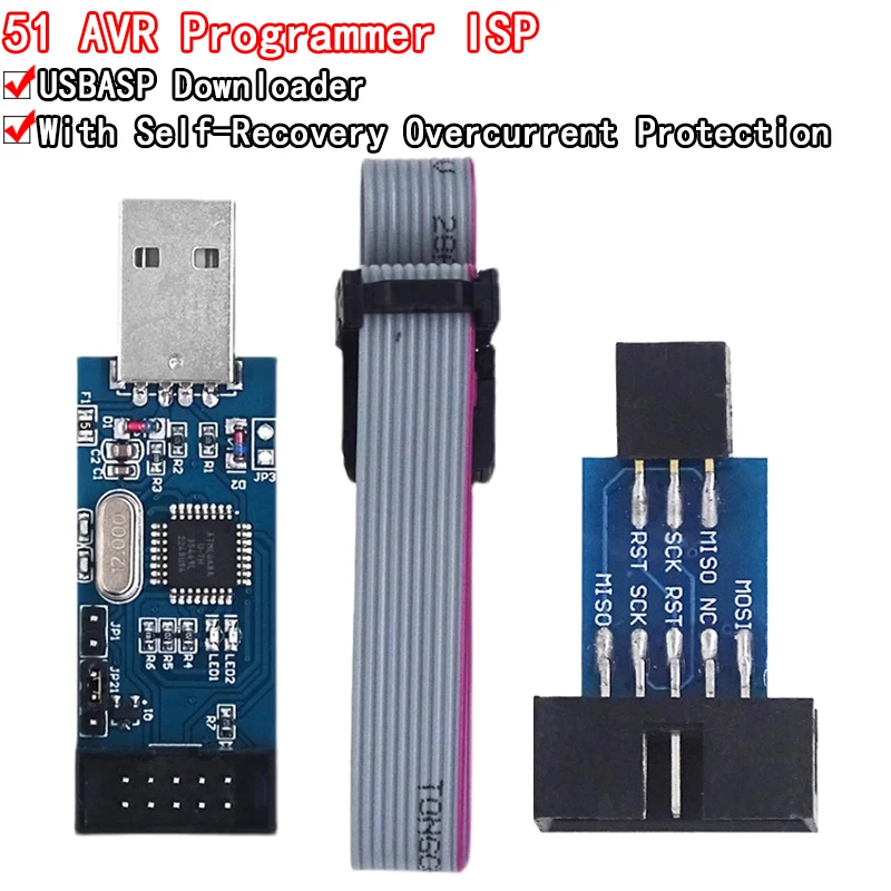 10Pin To 6 Pin Adapter Board + USBASP USBISP AVR Programmer USB ATMEGA8 ATMEGA128 ATtiny/CAN/PWM 10Pin Wire Module DIY