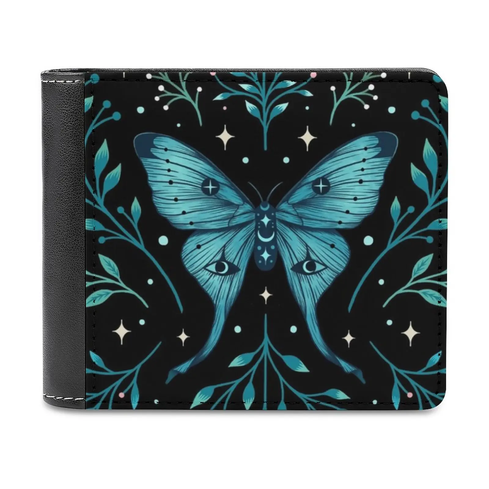 

Mystical Moon Moth Turquoise Business Men Wallets Small Money Purses New Design Dollar Price Top Wallet Luna Moth Magical Wicca