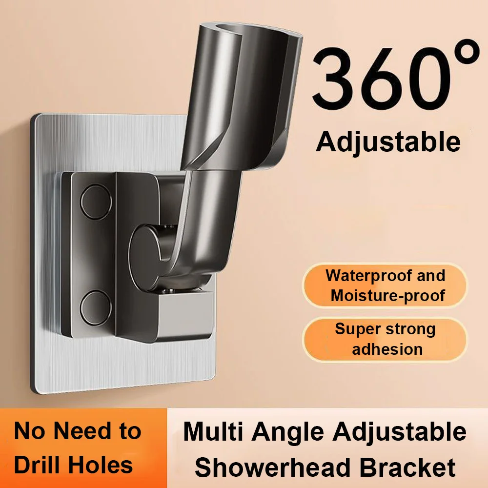 

1pc Shower Head Holder Multi Angle Adjustable Self Adhesive Showerhead Bracket Wall Mount Stand Bathroom Universal Shower Base