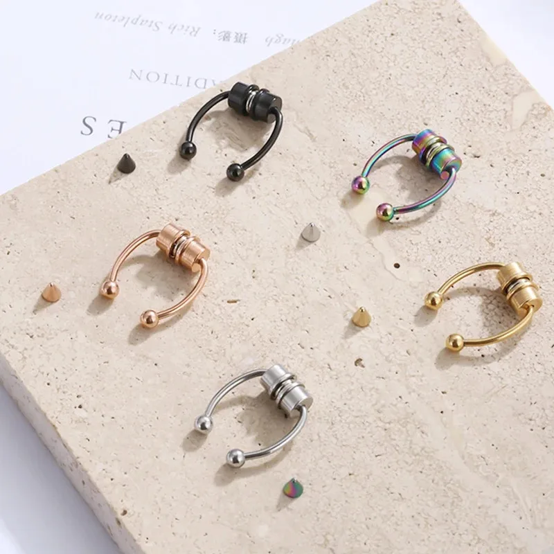 Fake Piercing Nose Ring Hoop Septum Non Piercing Nose Clip Rock HipHoop Stainless Steel Magnet Fashion Punk Body Women Jewelry view 5