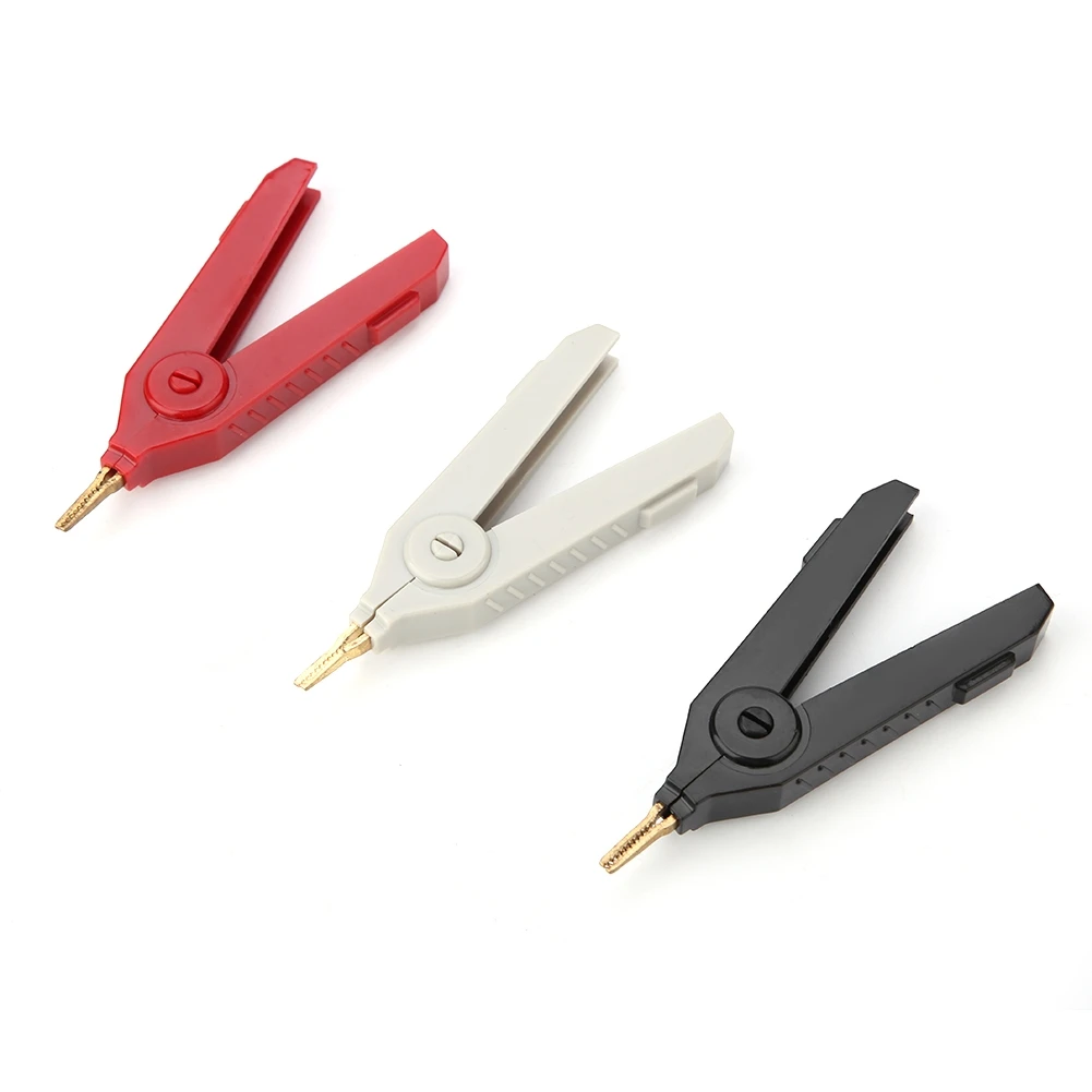 D9 P2004 3Pcs Copper Gold Plated Alligator Clip LCR Kelvin Test Clip 20A Positive and Negative Test Clamps Resistor Bridge Clamp