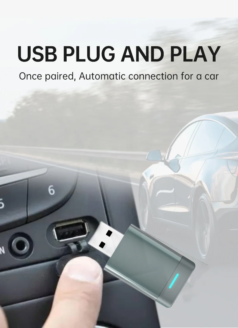 Ulepszony adapter CarPlay z aluminium, bezprzewodowy konwerter CarPlay Android Auto 2w1, zastępuje kabel do transmisji danych przez adapter CarPlay.