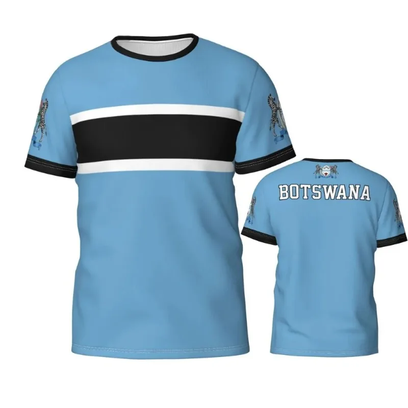 New Botswana Flag Badge Emblem Fashion T-shirt Outdoor Unisex Breathable Sports Tops National Day Gifts Personalized Tee