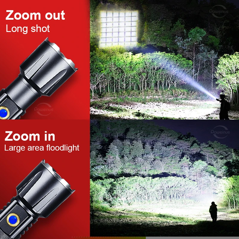 Xhp360.2 Super Bright Led Powerful Flashlight Portable Rechargeable Torch Light Tactical Flashlights Waterproof Camping Lantern