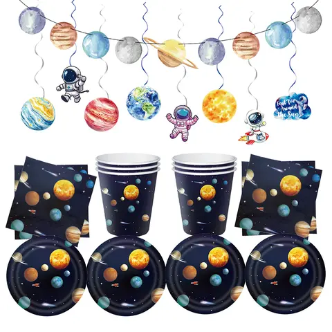 universal planet space party cups napkins plates tablecloth space party banner boys outer space birthday party Decoration banner