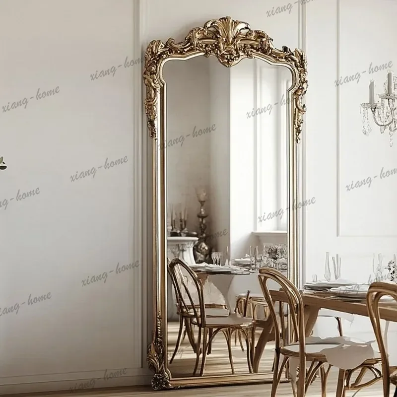 PG Customized French retro carved full body floor mirror bedroom special-shaped irregular fitting mirror