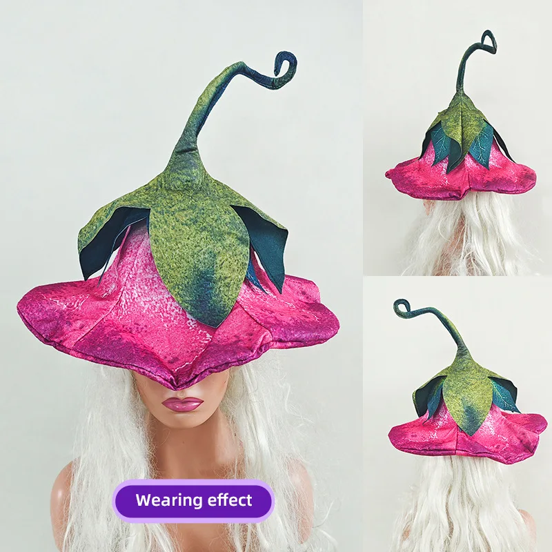 Halloween Morning Glory Horn Flower Hat Witch Hat Felt Party Performance Stage Props Wizard Hat Party Hat Halloween Decoration