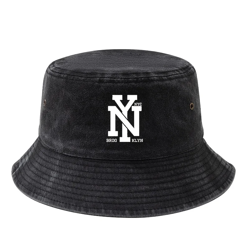 A Unisex, Stylish, Multi-Functional Printed Layered New York Bucket Hat, Lightweight Outdoor Bucket Hat, Trucker Fisherman Hat, Suitable for Casual Occasions Such as Outdoor Vacations, Travel, and Camping The Most Popular Styles of Washed Fisherman Hats