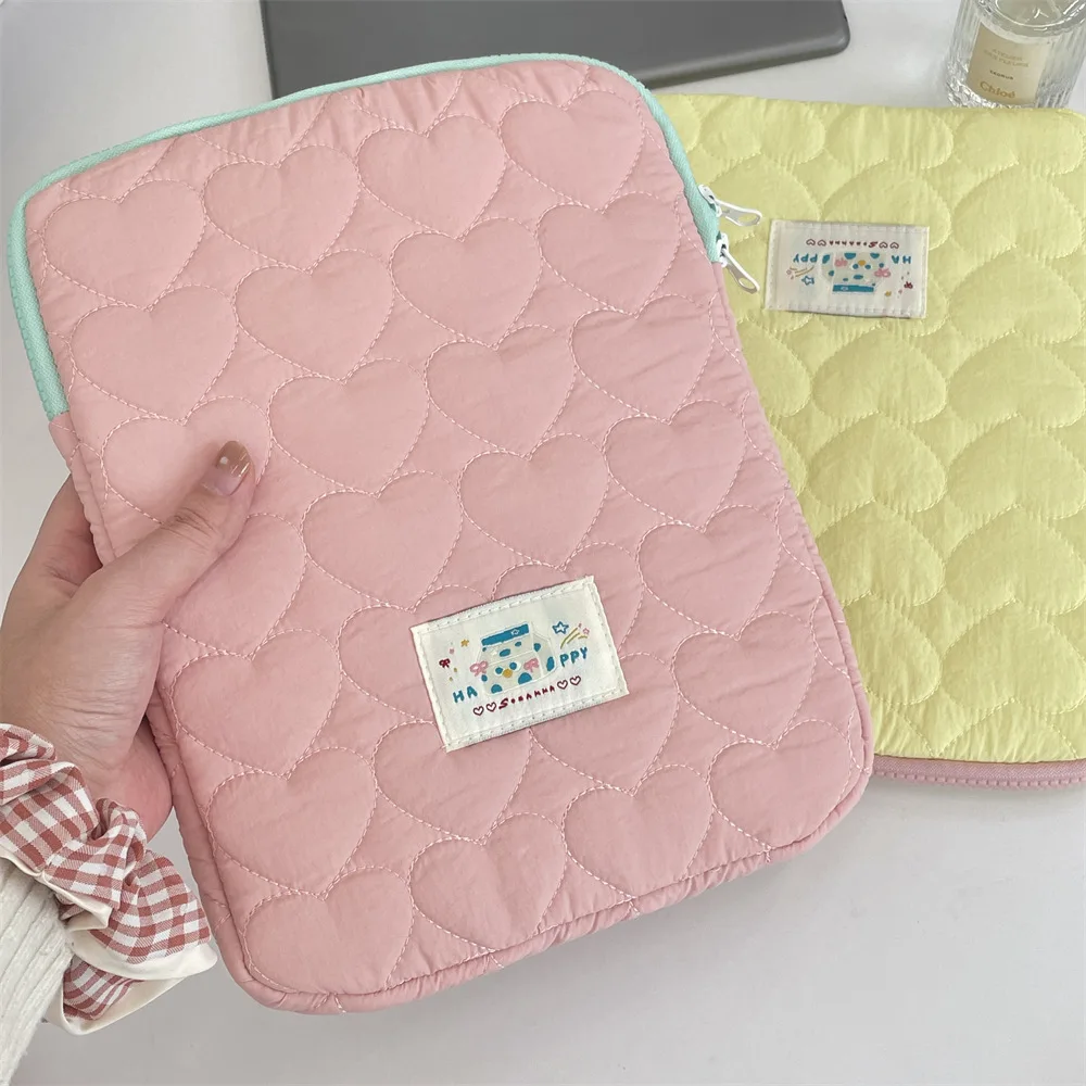 13-14-inch Tablet Computer Protection Bag Heart-shaped Suture Cute and Soft Tablet Storage Bag