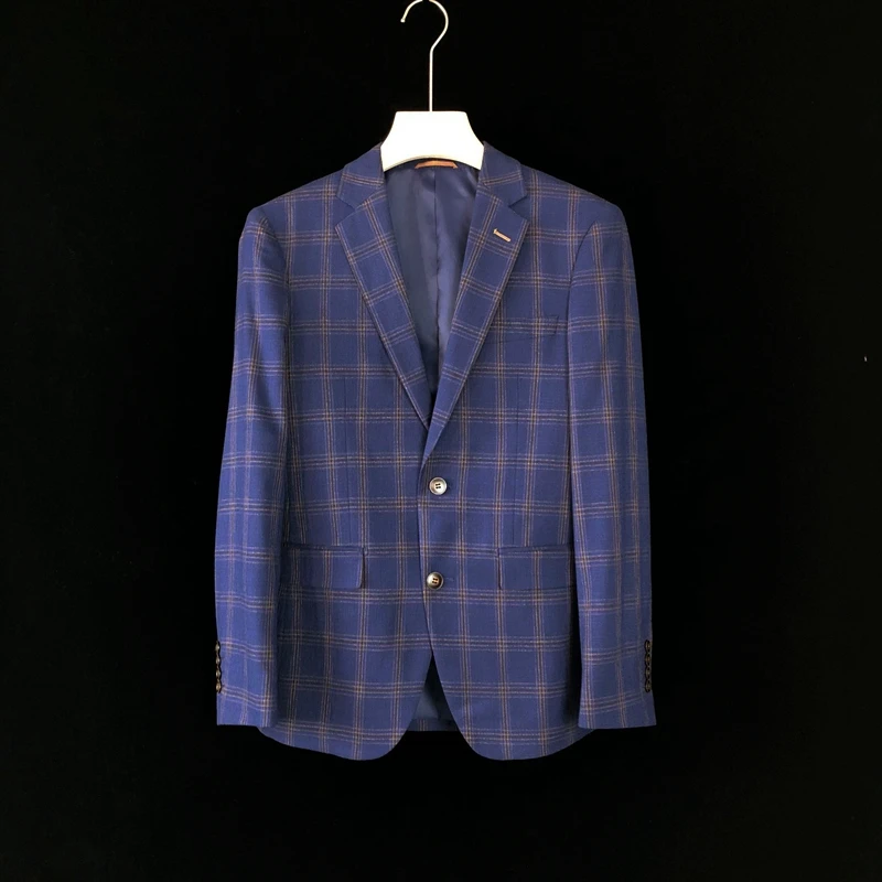 

Молодежное деловое повседневное облегающее мужское пальто в клетку с рисунком в Корейском стиле, однобортное длинное пальто Све