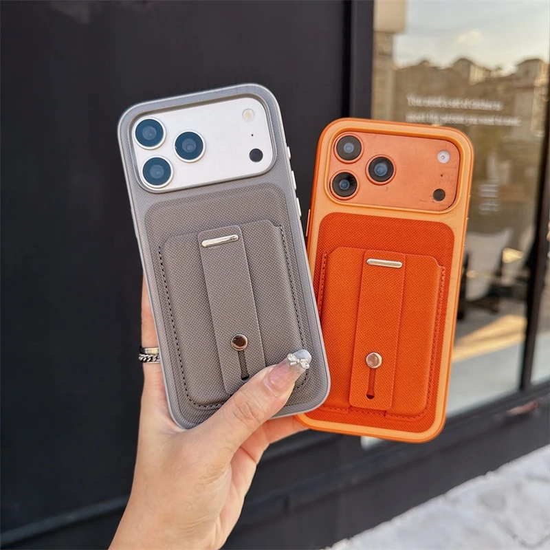 Phone Case For APPLE iPhone 18 Pro Max Wristband Card Bag Shockproof Cover For Apple 17 15 16 Pro Max Full Protection Back Cover