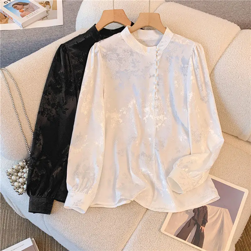 Spring Autumn New Fashion Stand Collar Long Sleeve Chinese Style Blouses Women\'s Clothing Frog Vintage Trend Simplicity Shirts