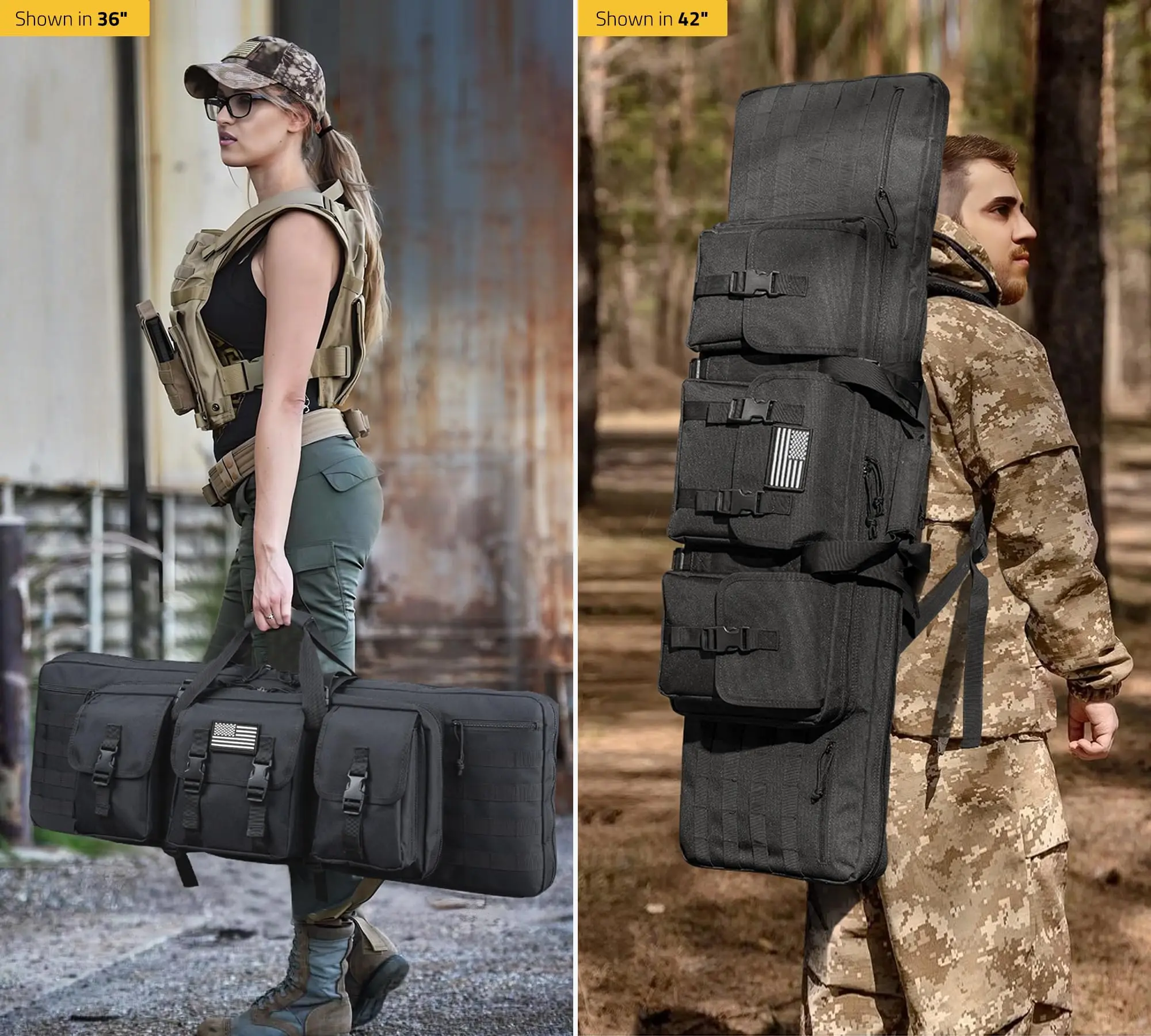 42 Double Soft Rifle Case Tactical Long Gun Bag Storage Transportation Backpack Outdoor Hunting Shooting Range Black