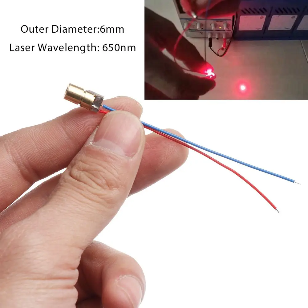 1/3/5/10pcs Red Copper Head Adjustable Laser Diode 650nm 6mm 3/5V 5 Million Watt Red Point Line Laser Diode Module