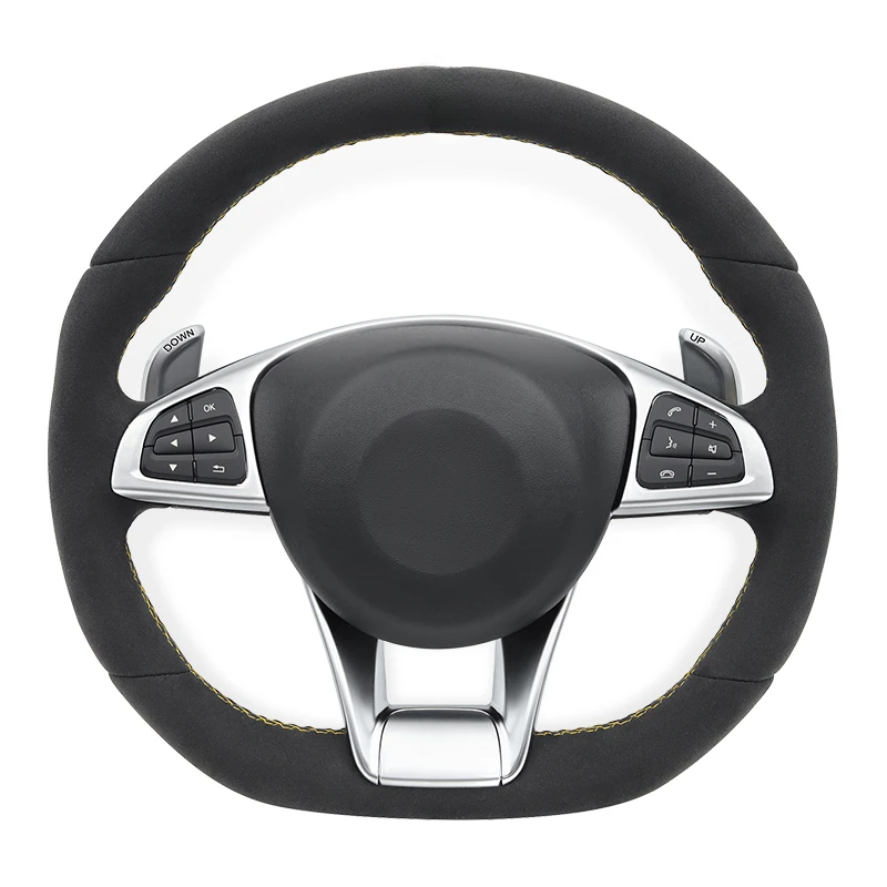 

For Benz Mercedes AMG W213 W205 W222 W212 W204 W205 W221 W223 W463 W464 C63 E63 G63 GLE GLC GLS Full Leather Steering wheel
