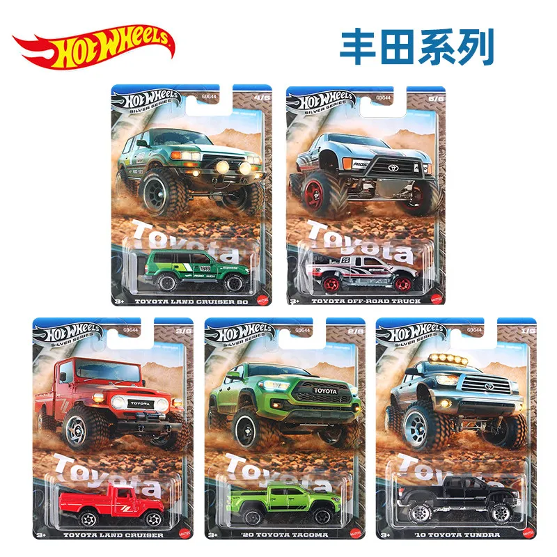 

Коллекционные модели автомобилей Hot Wheels Silver Systems: Toyota Pickup, внедорожники Toyota Land Cruiser, 10 Tundra, игрушечные машинки в подарок