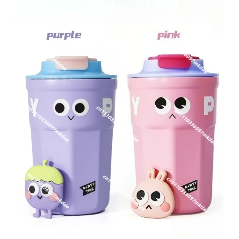 Fun cartoon coffee thermos cup, 316 stainless steel couple portable accompanying cup