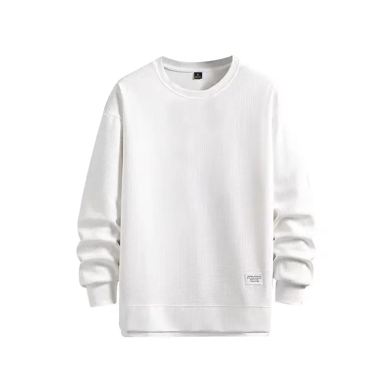 2024 primavera e autunno nuova moda uomo tinta unita Waffle felpa girocollo manica lunga Casual sport felpa con cappuccio Street Wear