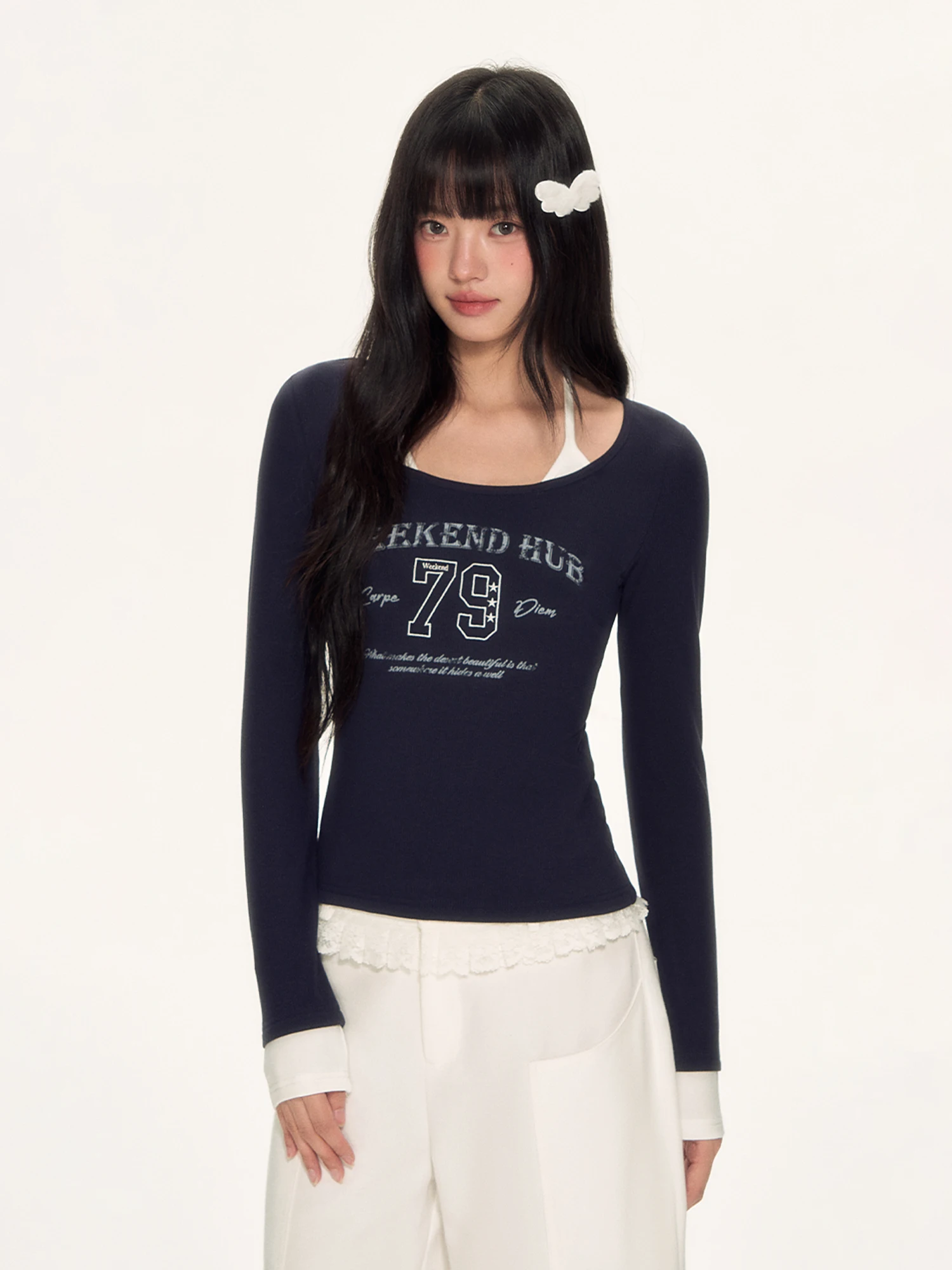 

Wedhub Women's Slim Fit U-Ne T-irt Casual Sle Long Sve Base Layer Top Outerwear Option Faionable Ne Hanging ...