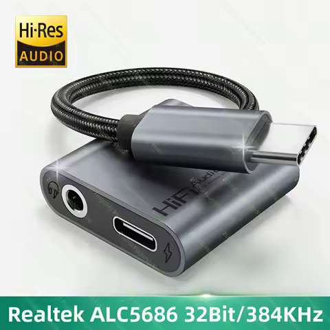 2in1 USB C to 3.5mm/Type C Aux Audio Adapter PD60W Fast Charging 32Bit/384KHz DAC Audio Aux Headphone Converter For iPad Samsung