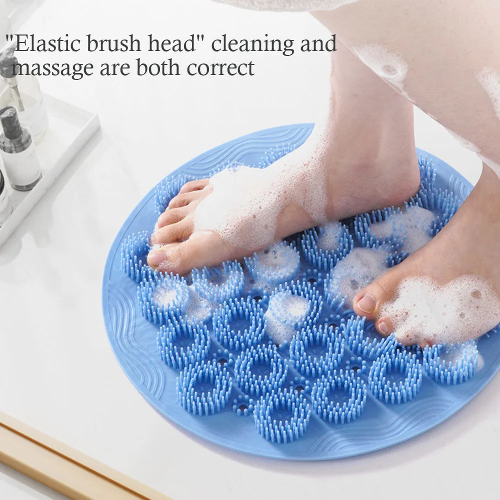 Keset Kaki Gosok Punggung Silikon Fleksibel Kamar Mandi Anti Selip Sikat Pijat Mandi Dapat Digantung Anti Selip untuk Menggosok Kaki