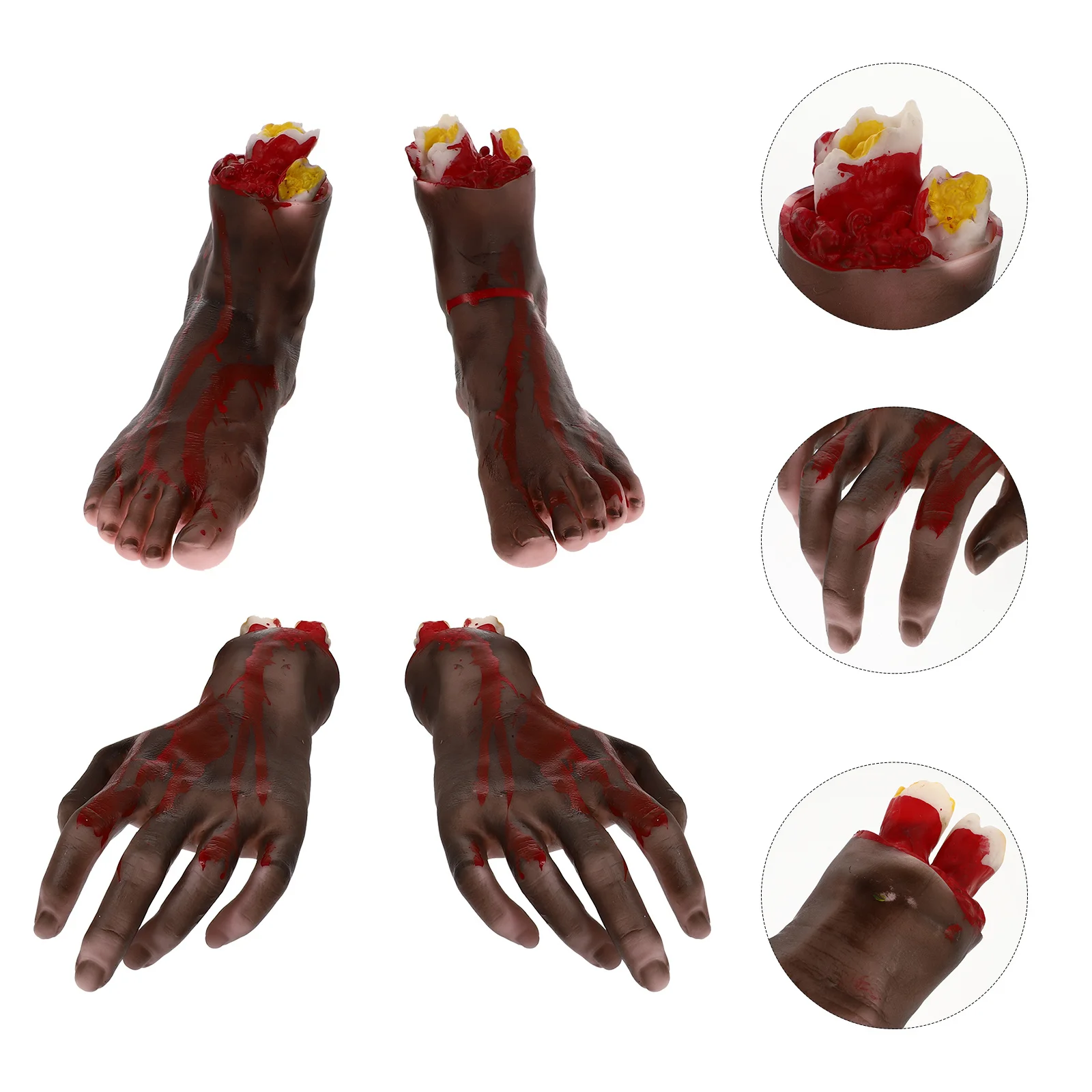 

4 Pcs Prosthetic Props Scary Halloween Fake Hands Realistic Decoration Decorations