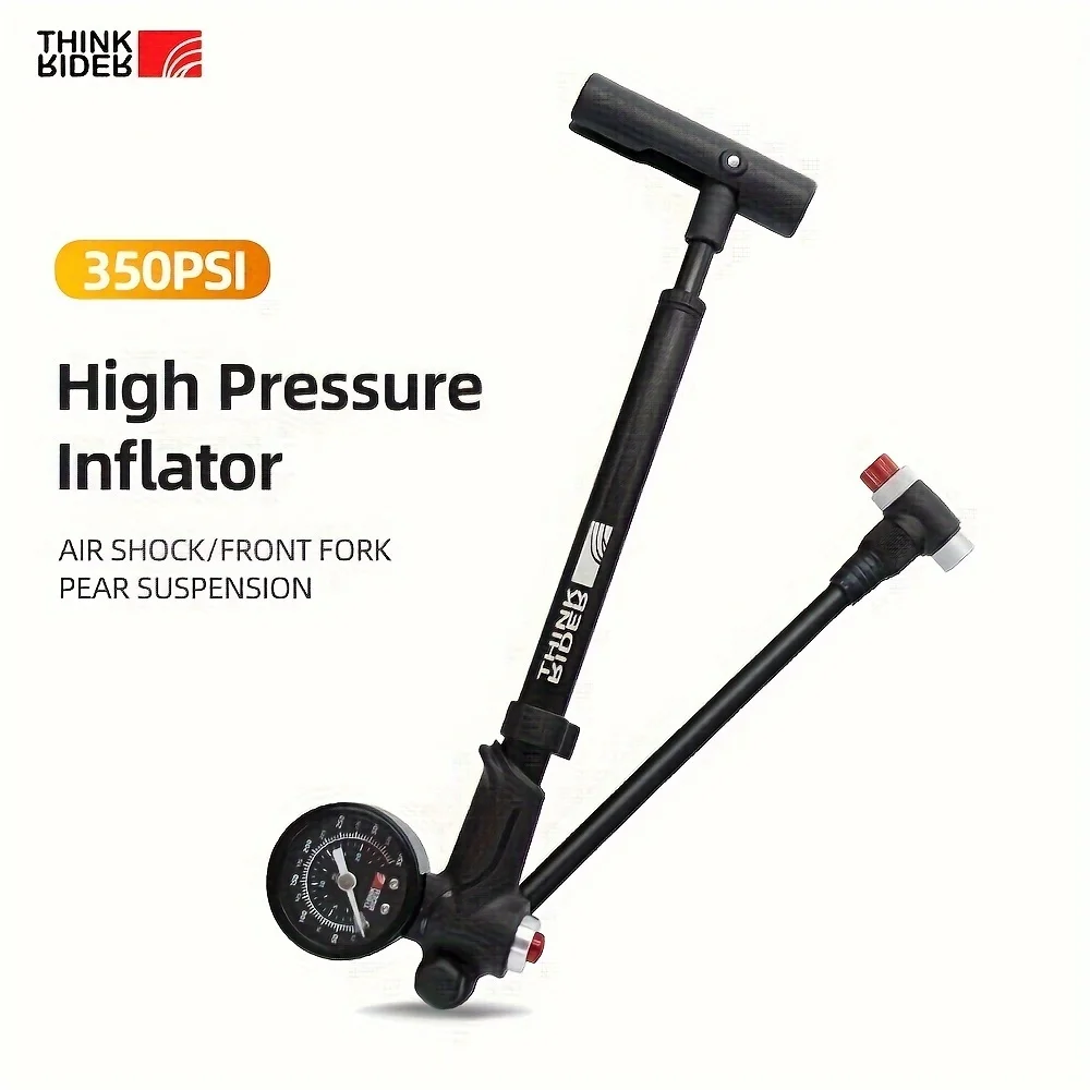 ThinkRider Portable High-pressure 350psi Bike Air Pump With Gauge For Fork & Rear Suspension Shock Absorber Mountain Bicycle