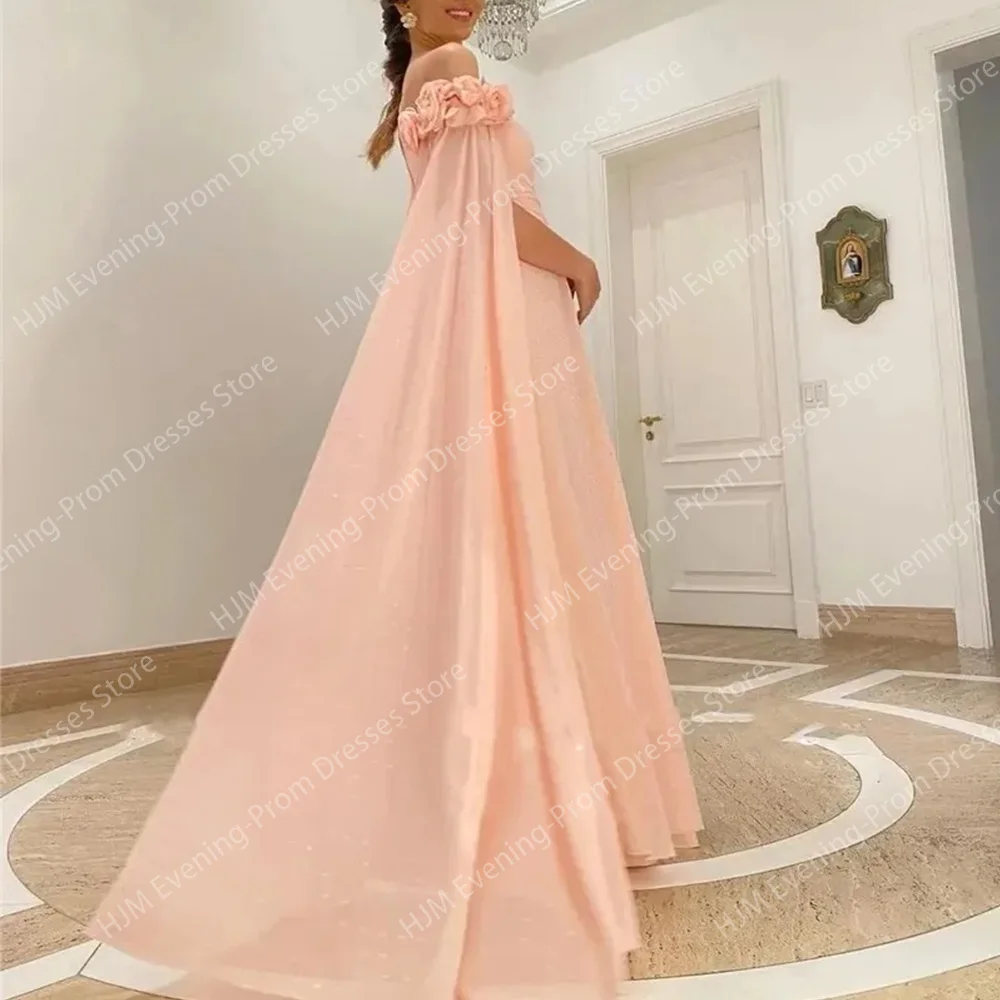 Elegant Long Evening Dresses for Women 3D Flowers Chiffon Floor-Length Straight Prom Wedding Special Events Ceremony Dress 2024