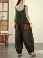NYFS Spring 2026 Women's Vintage embroidery Denim Overalls Trousers Loose plus Size Jumpsuit Female Fashion Collection - Image 3