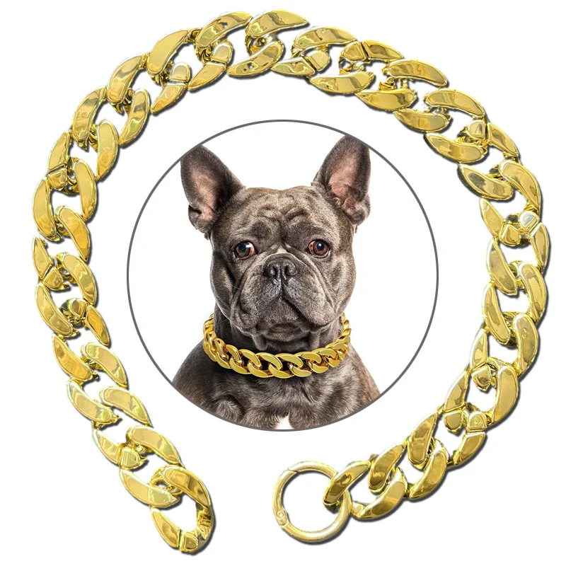 Acrylic Dog Cuban Chain Collar for All Dogs Breed With Spring Buckle French Bulldog Necklace Pet Jewelry Accessories for Dogs