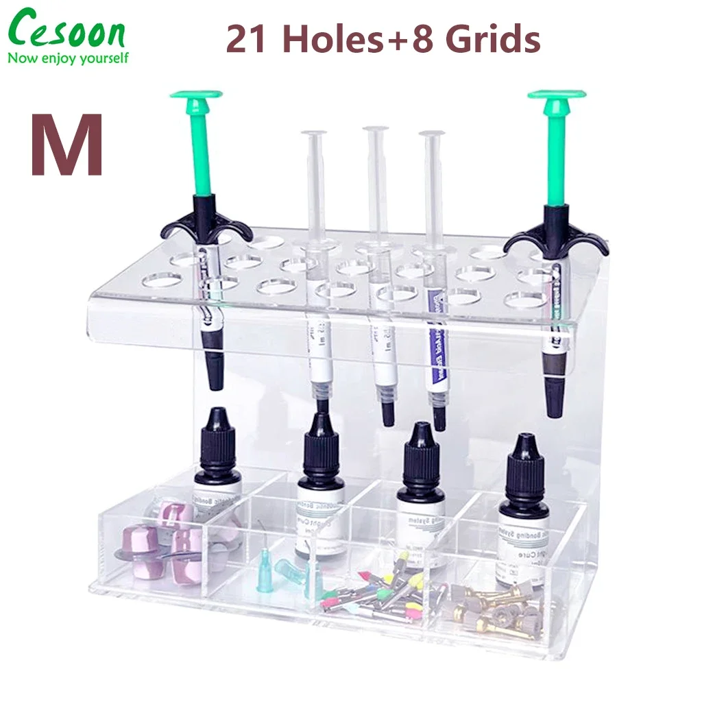 1Pc Dental Resin Composite Syringe Acrylic Organizer Holder Case Frame Transparent Dentistry Clinic Supplies Dentist Tools Box