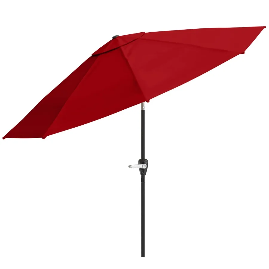 

10FT Patio Umbrella with Auto Tilt and Vented Canopy Red