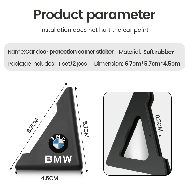 2Pc Car Door Corner Cover Bumper Crash Scratch Protector Sticker For BMW X1 X3 X4 X5 E46 E90 F20 E60 E39 F10 M1 M2 M3 M5 M6 E87