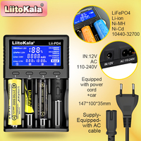 LiitoKala Lii-PD4 4-Slot Smart Charger for 18650/26650/Ni-MH, LCD Display, 100-240V AC Adapter