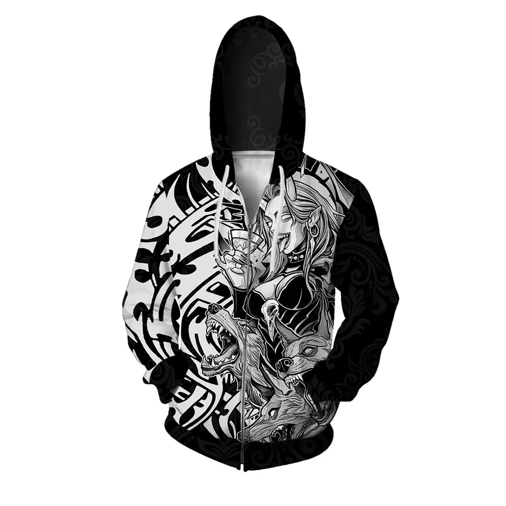 Trendy and Versatile Hooded Sweatshirt Personalized Skull Print Men\'s Sweat-shirt Comfortable and Stylish Zip Up Hoodies Hoodie