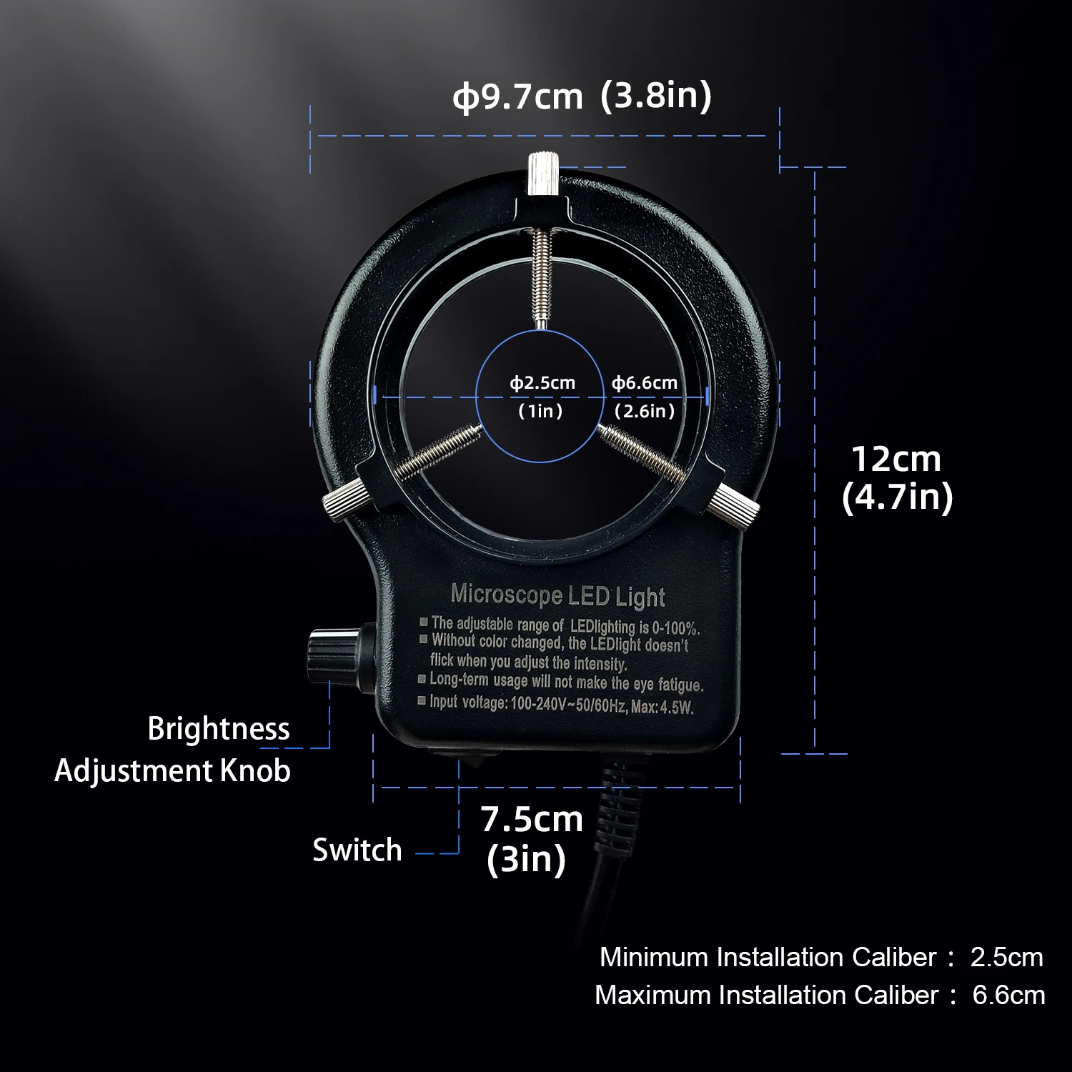 YIZHAN Microscope LED Ring Light Illuminator Lamp 56 LED Flexible Light Source Excellent Circle Light Camera Source EU US Plug